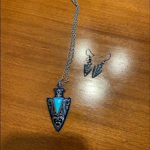 Turquoise and Silver Arrowhead Set